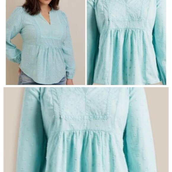 Torrid Mint Clip Dot Mixed Eyelet Yoke Detail Size 1 - Picture 2 of 3
